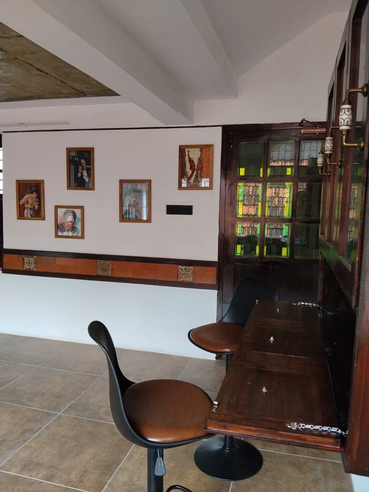 Heritage-inspired interior seating and stained-glass windows